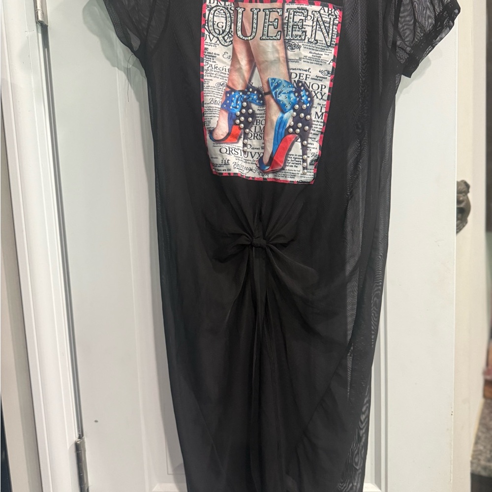 Occasion Black Midi Dress with Graphic Print